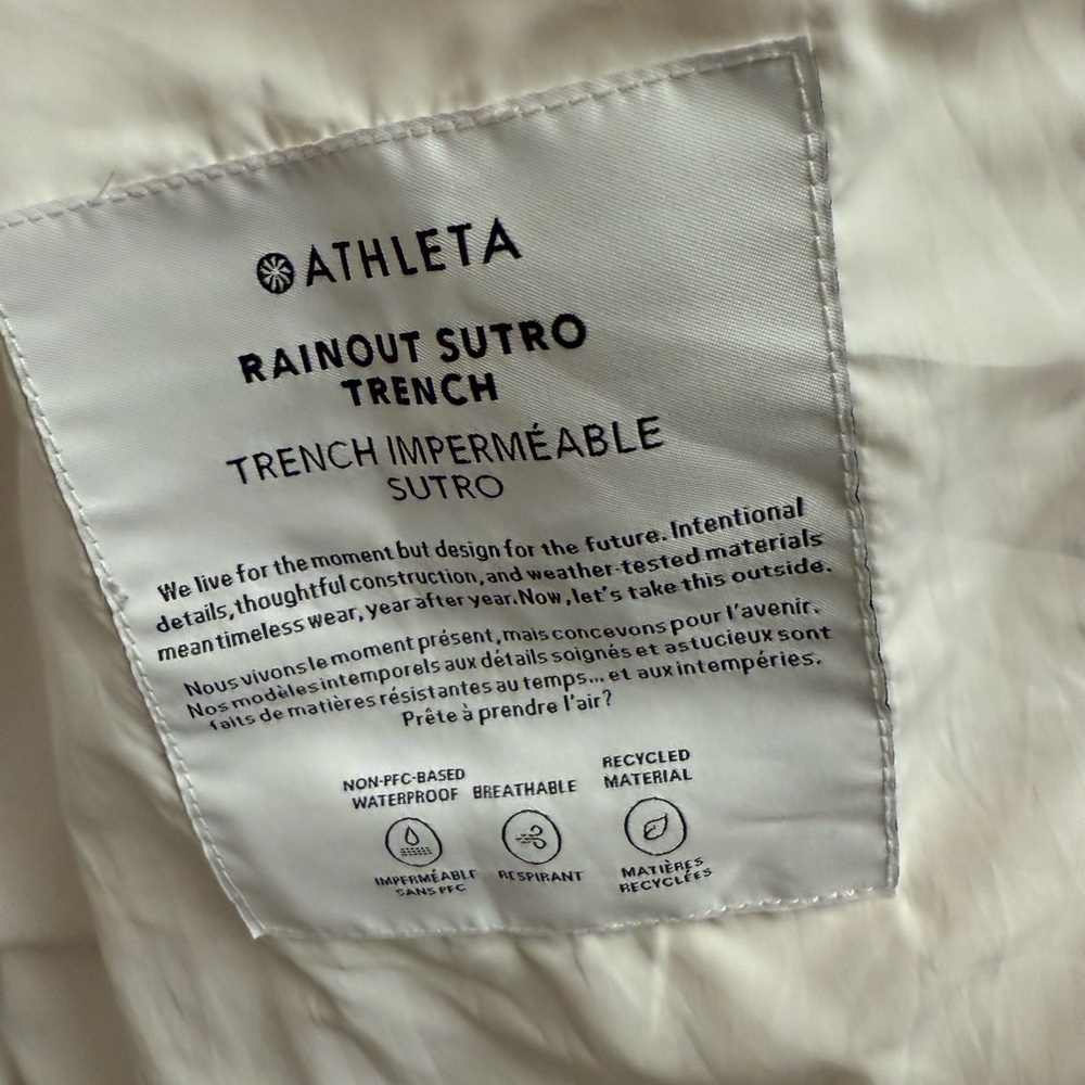 Athleta Rainout Sutro Trench Jacket White Large Tall - Picture 3 of 5